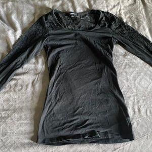 Black long sleeve shirt with lace detail